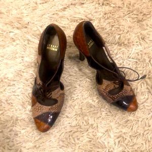 Brown snake skin heels